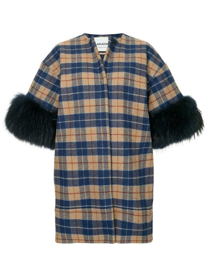 Ava Adore Short Sleeve Plaid Coat - Multicolour