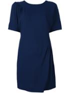 Msgm Gathered Detail Shift Dress, Women's, Size: 38, Blue, Acetate/viscose/polyester