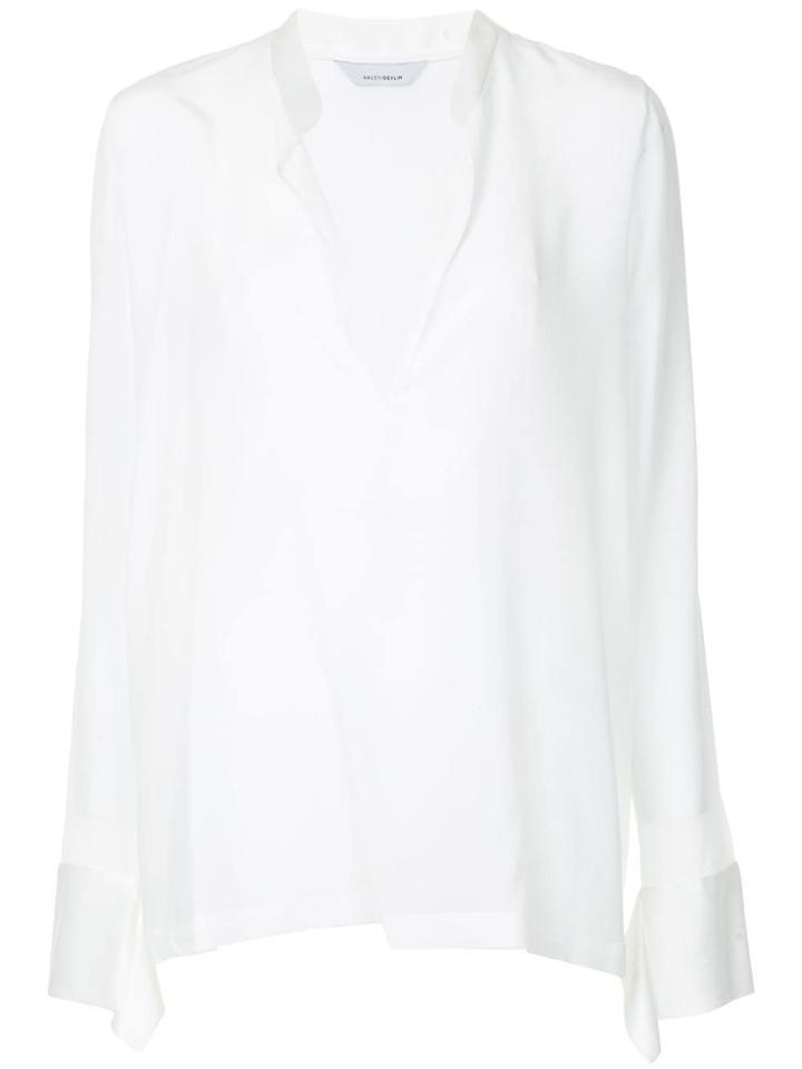 Kacey Devlin Deep V-neck Blouse - White