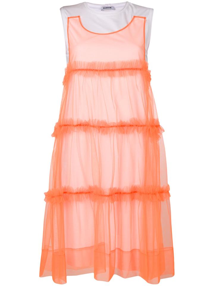 P.a.r.o.s.h. Tulle Trim Dress - Yellow & Orange