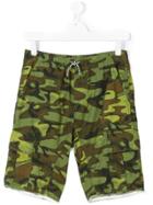 Diesel Kids Teen Camouflage Cargo Shorts - Green
