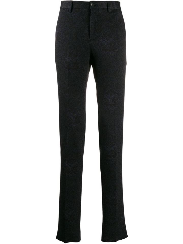 Etro Floral-print Trousers - Blue