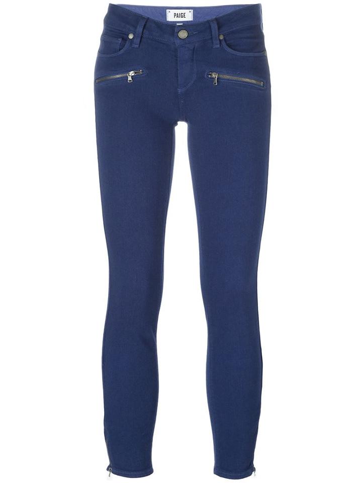 Paige Cropped Skinny Jeans, Women's, Size: 28, Blue, Rayon/cotton/polyester/spandex/elastane