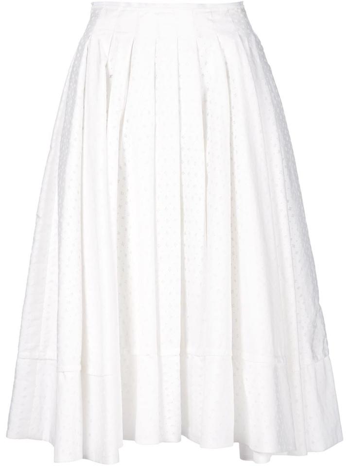 Brock Collection Perforated Midi Skirt, Women's, Size: 2, White, Cotton/polyamide/polyester