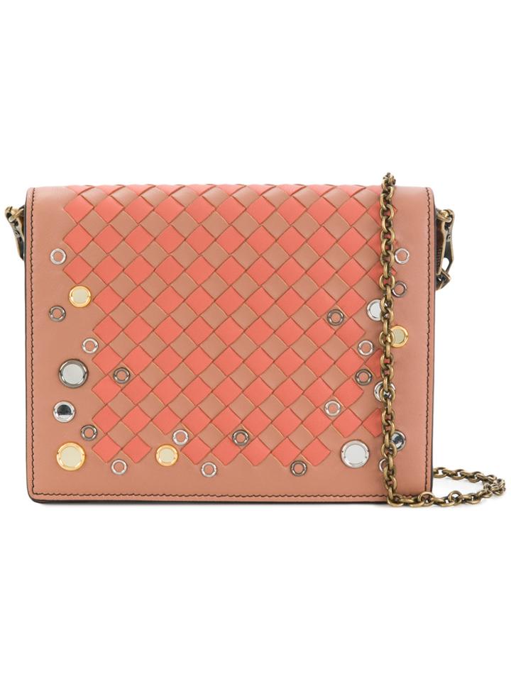 Bottega Veneta Eyelet Intrecciato Clutch Bag - Pink & Purple