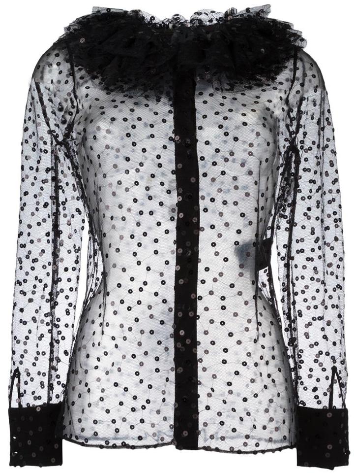 Saint Laurent Victorian Collar Blouse, Women's, Size: 38, Black, Polyamide/polyester