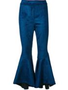 Ellery Flared Corduroy Trousers, Women's, Size: 8, Blue, Silk/cotton/spandex/elastane/viscose