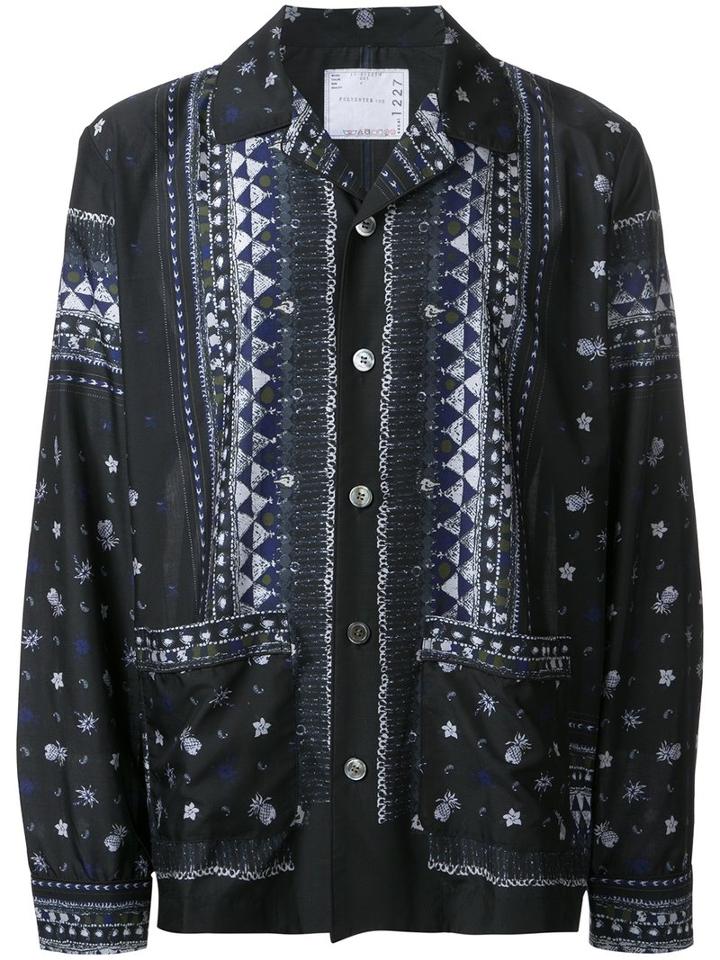 Sacai Tribal Lace Shirt, Men's, Size: 4, Black, Polyester