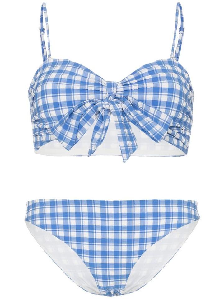 Ganni Logo Print Bikini - Blue