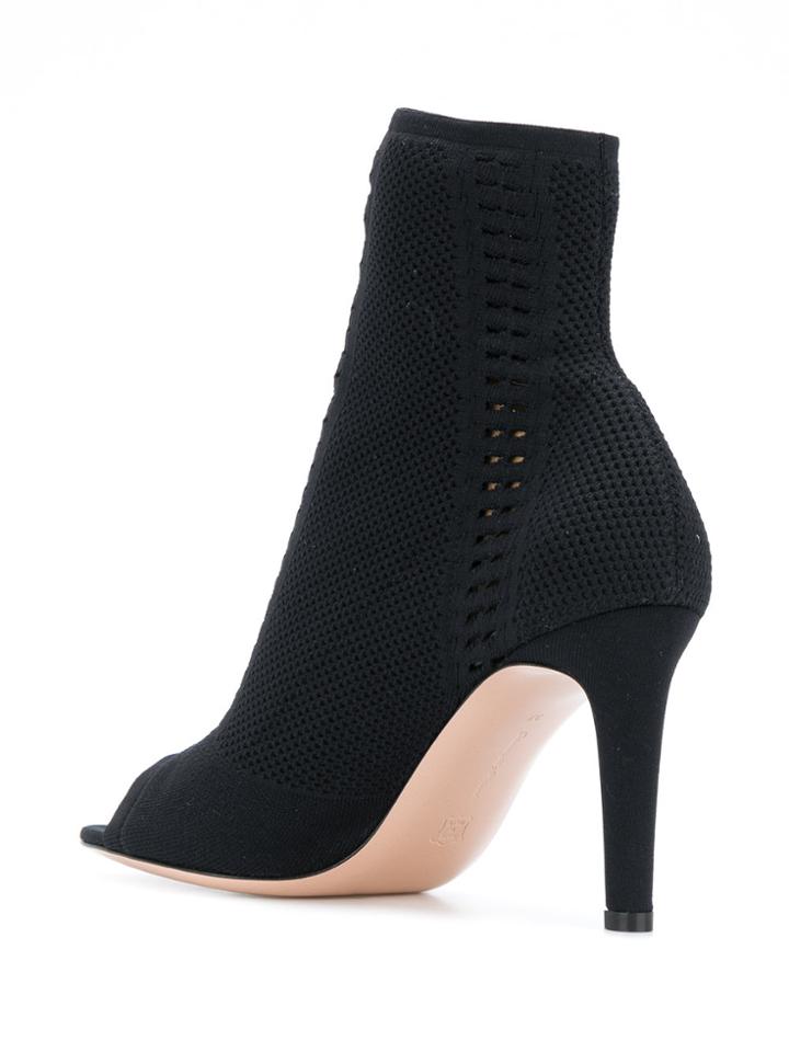Gianvito Rossi Open Toe Sock Boots - Black