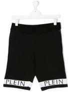Philipp Plein Junior Logo Hem Sweat Shorts - Black