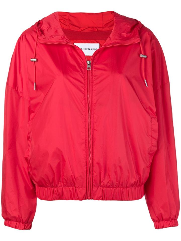 Calvin Klein Jeans Logo Print Hooded Jacket - Red