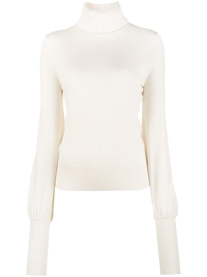 Chloé - Bell Sleeved Roll Neck Sweater - Women - Wool - L, Nude/neutrals, Wool
