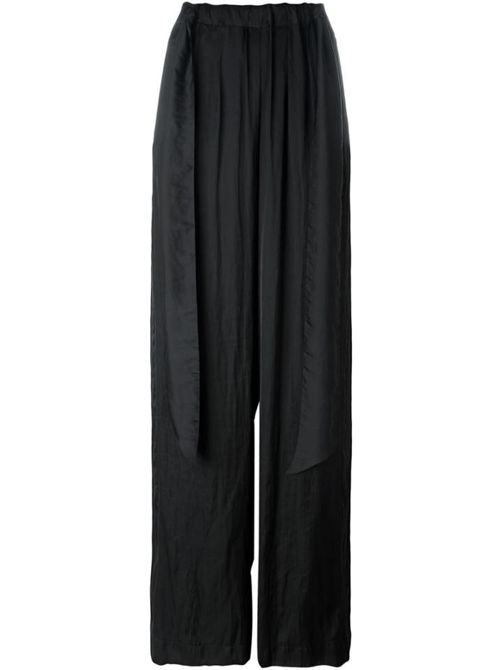 Cédric Charlier Wide Leg Trousers, Women's, Size: 40, Black, Polyester