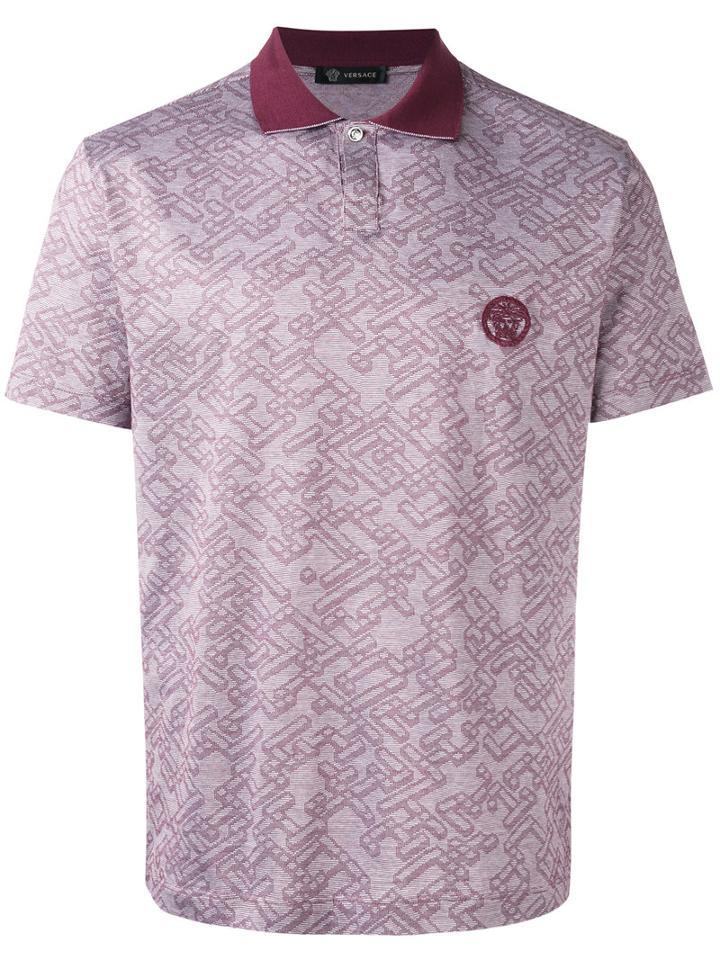 Versace - Jacquard Polo Shirtc - Men - Cotton - L, Red, Cotton