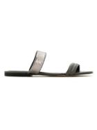 Egrey Leather Flat Sandals - Green
