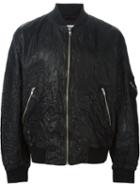 Mcq Alexander Mcqueen Creased Bomber Jacket, Men's, Size: 52, Black, Lamb Skin/polyamide