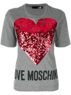 Love Moschino Embellished Heart T-shirt - Grey