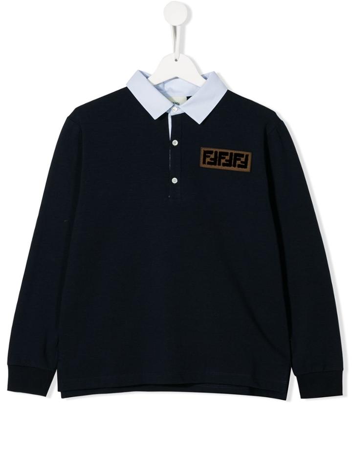 Fendi Kids Teen Pointed Collar Top - Blue