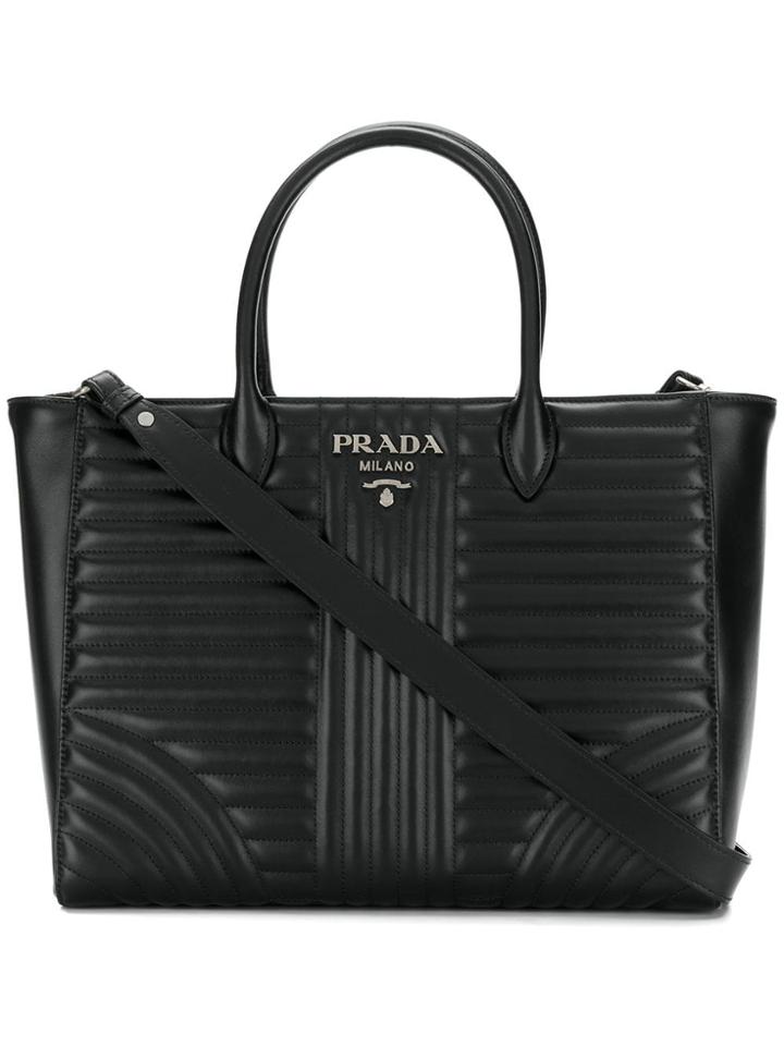 Prada Diagramme Tote Bag - Black