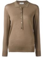 Zanone Longsleeved Polo Shirt, Women's, Size: 44, Brown, Virgin Wool