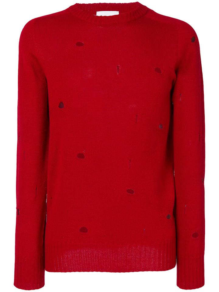 Dondup Destroyed Effect Slim-fit Jumper - Red