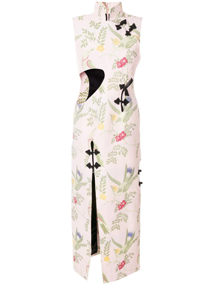Marques'almeida Oriental Embroidered Dress - Pink & Purple