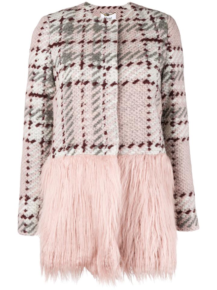 Blugirl Contrast Panel Knit Coat - Pink & Purple