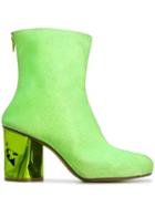 Maison Margiela Crushed Heel Glitter Ankle Boots - Green