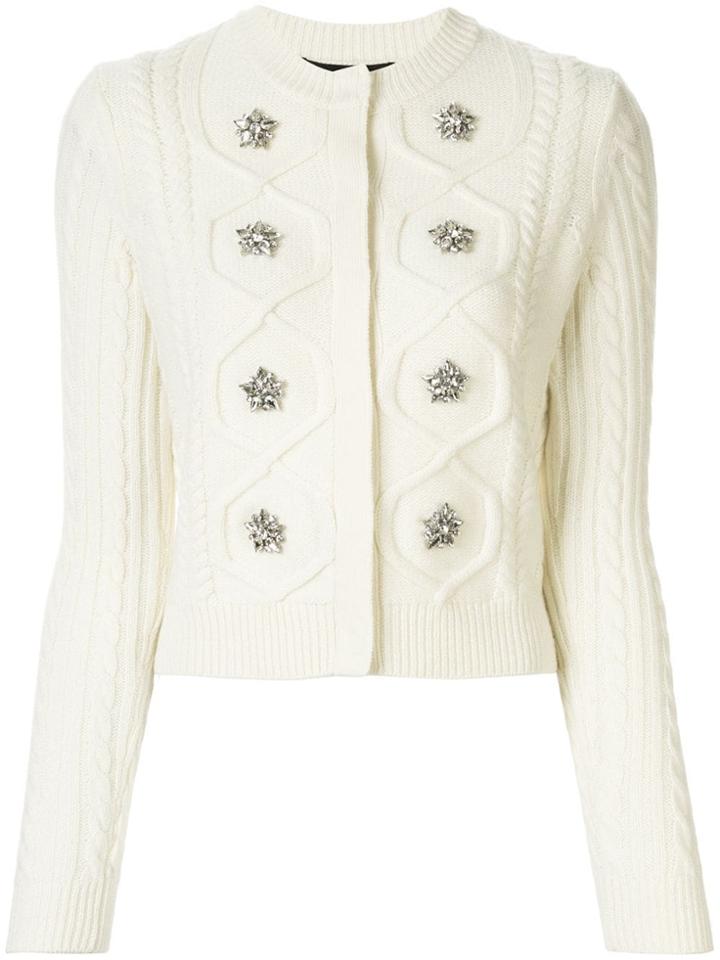 Paule Ka Wool Cashmere Ls Cdg Tricot Knit 8 Flower Crystal