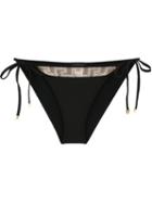 Versace Embellished Greca Bikini Bottoms, Women's, Size: 1, Black, Polyamide/spandex/elastane