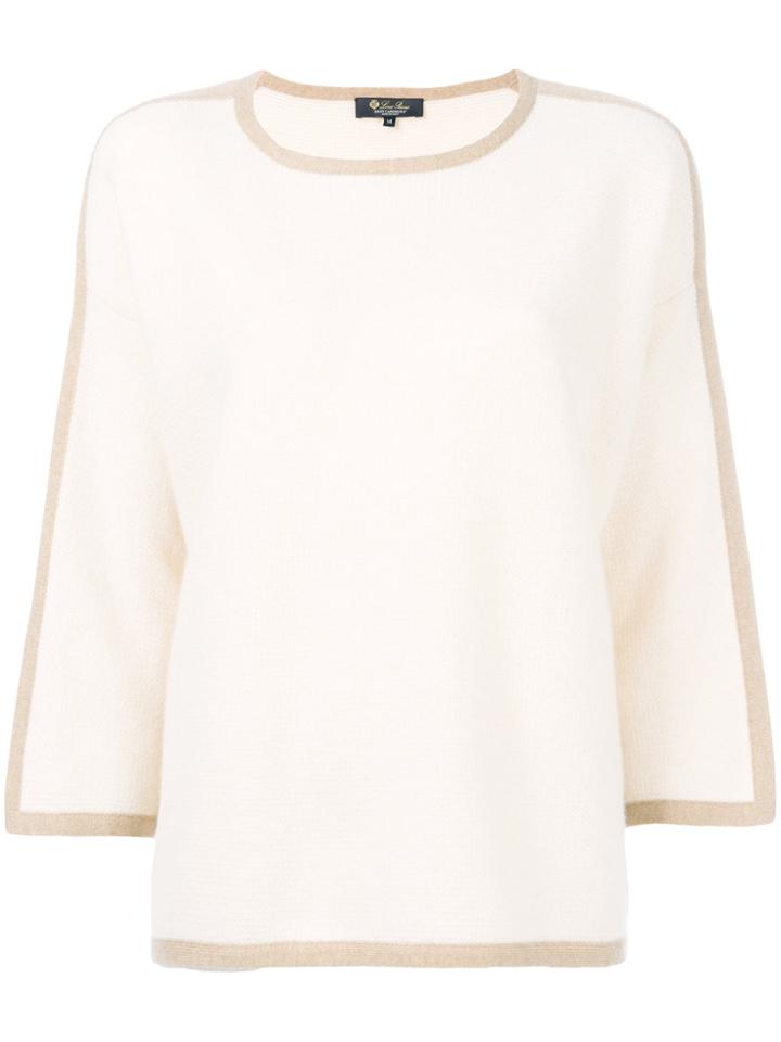 Loro Piana Contrast Trim Sweater - Nude & Neutrals