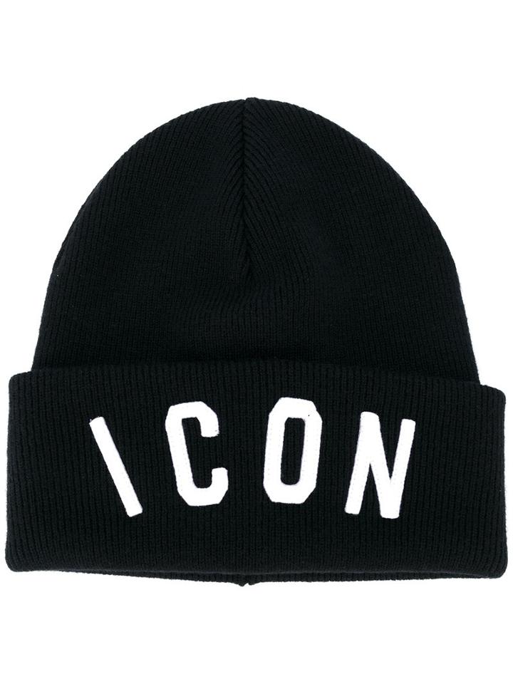 Dsquared2 - Icon Slogan Beanie Hat - Men - Wool - One Size, Black, Wool