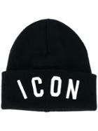 Dsquared2 - Icon Slogan Beanie Hat - Men - Wool - One Size, Black, Wool