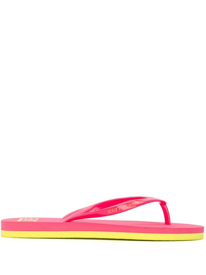 Ea7 Emporio Armani Logo Print Flip Flops - Pink