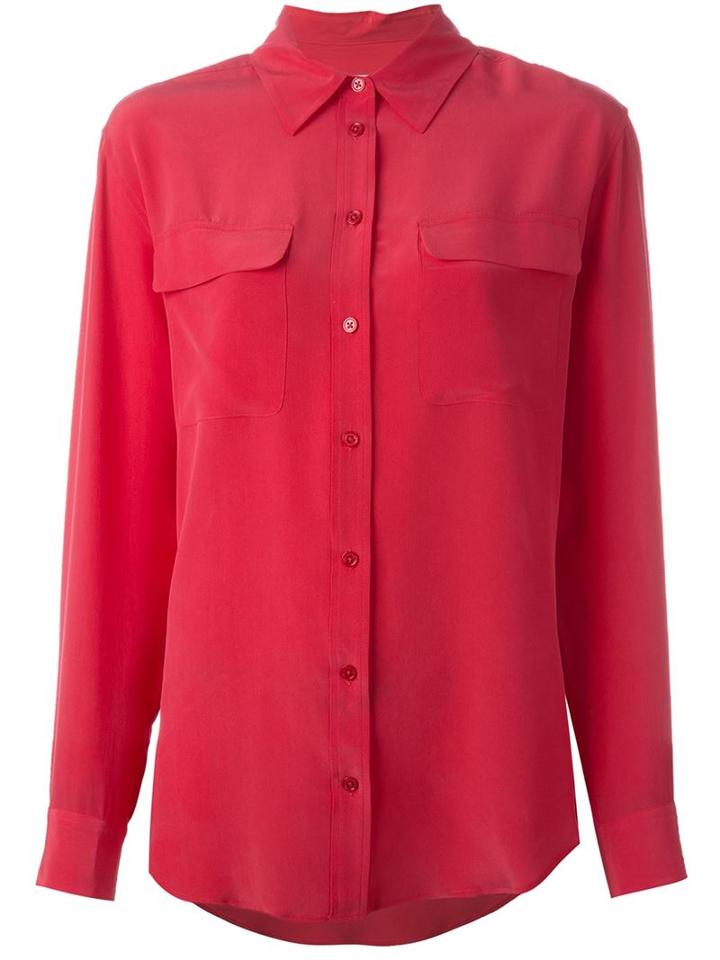 Equipment Patch Pocket Shirt, Women's, Size: Medium, Pink/purple, Silk