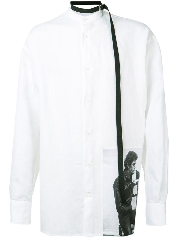 Raf Simons - Photo Print Belt Shirt - Men - Linen/flax - 46, White, Linen/flax