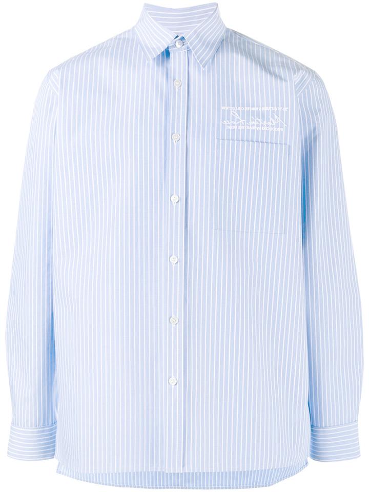 Martine Rose Logo Embroidered Striped Shirt, Men's, Size: Xs, Blue, Cotton