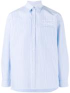 Martine Rose Logo Embroidered Striped Shirt, Men's, Size: Xs, Blue, Cotton