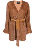 Retrofete Waist-tied Mini Dress - Brown