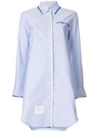 Thom Browne Center-back Stripe Frayed Oxford Shirtdress - Blue