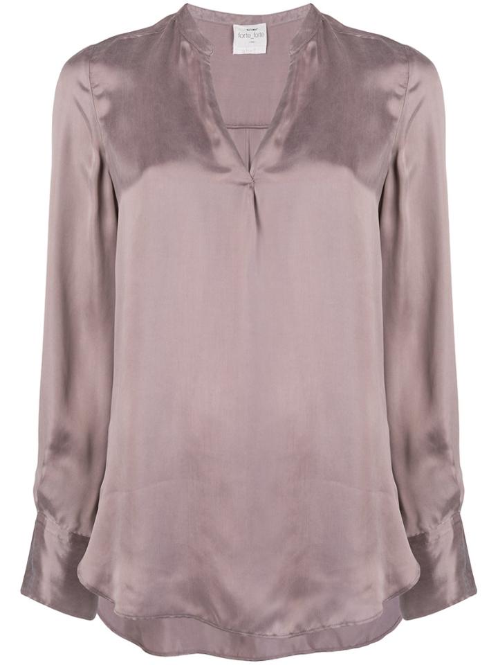 Forte Forte V-neck Longsleeved Shirt - Pink & Purple