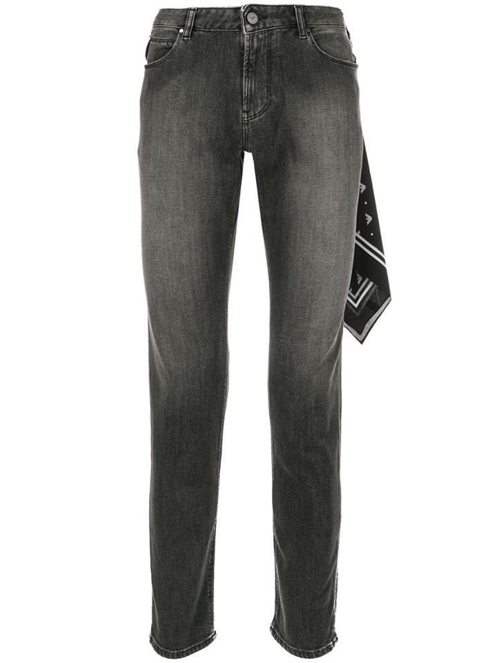 Emporio Armani Scarf-detail Skinny Jeans - Black