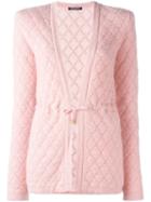 Balmain Tie Fastened Quilted Cardigan, Women's, Size: 36, Pink/purple, Polyamide/mohair/wool