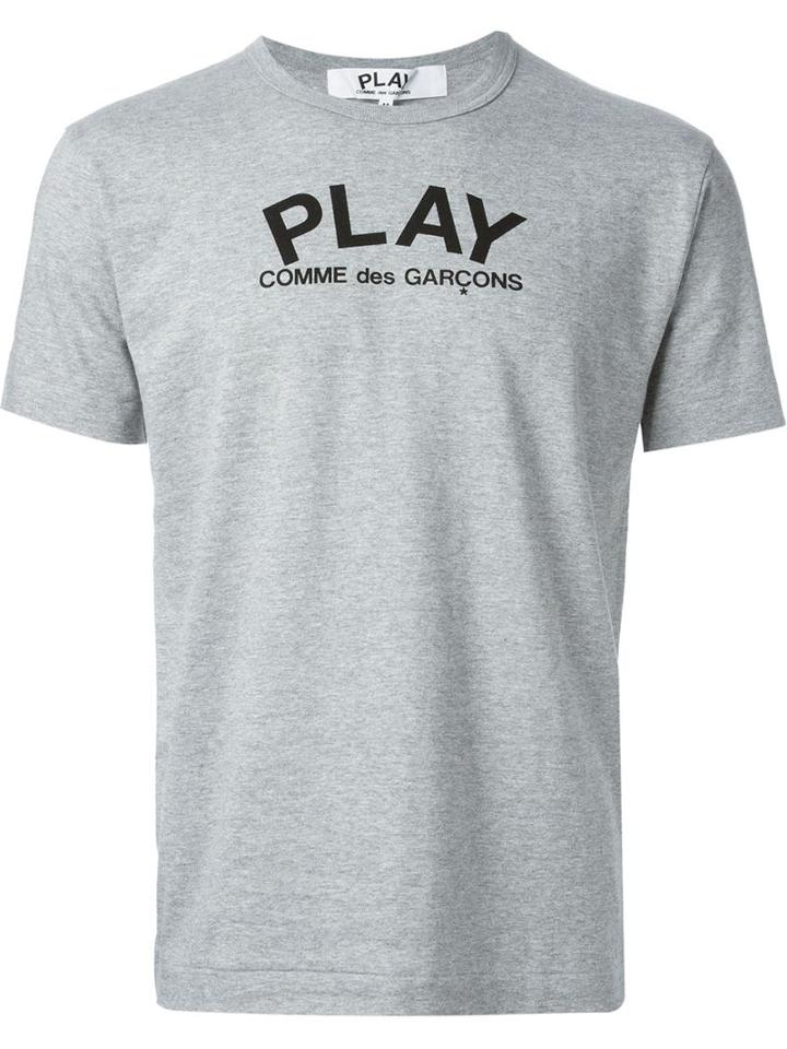 Comme Des Garçons Play Logo Print T-shirt, Men's, Size: Medium, Grey, Cotton