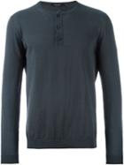Roberto Collina Henley Sweater, Men's, Size: 50, Grey, Cotton