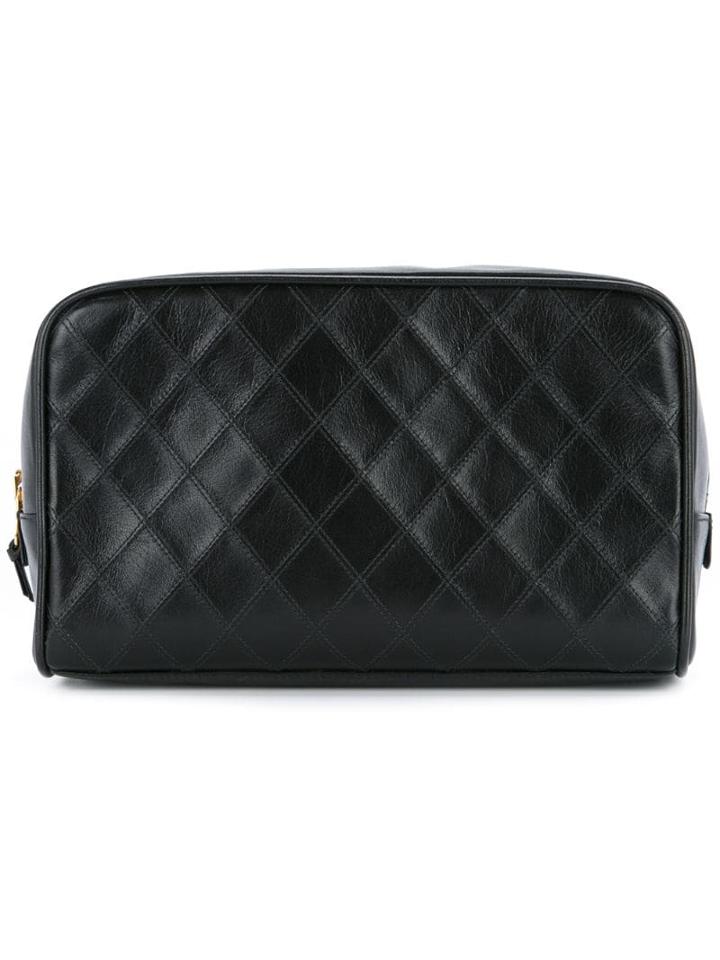 Chanel Pre-owned Cosmos Line Quilted Cc Cosmetics Pouch - Black