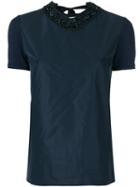 's Max Mara - Embellished V-neck Top - Women - Spandex/elastane/viscose - L, Blue, Spandex/elastane/viscose