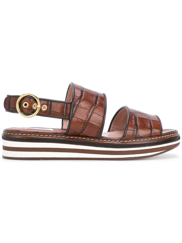 Max Mara Crocodile-print Sandals - Brown