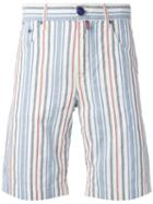 Jacob Cohen Vertical Striped Shorts, Men's, Size: 34, White, Cotton/linen/flax